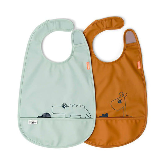 Set de 2 Baberos Deer friends Mostaza/Verde