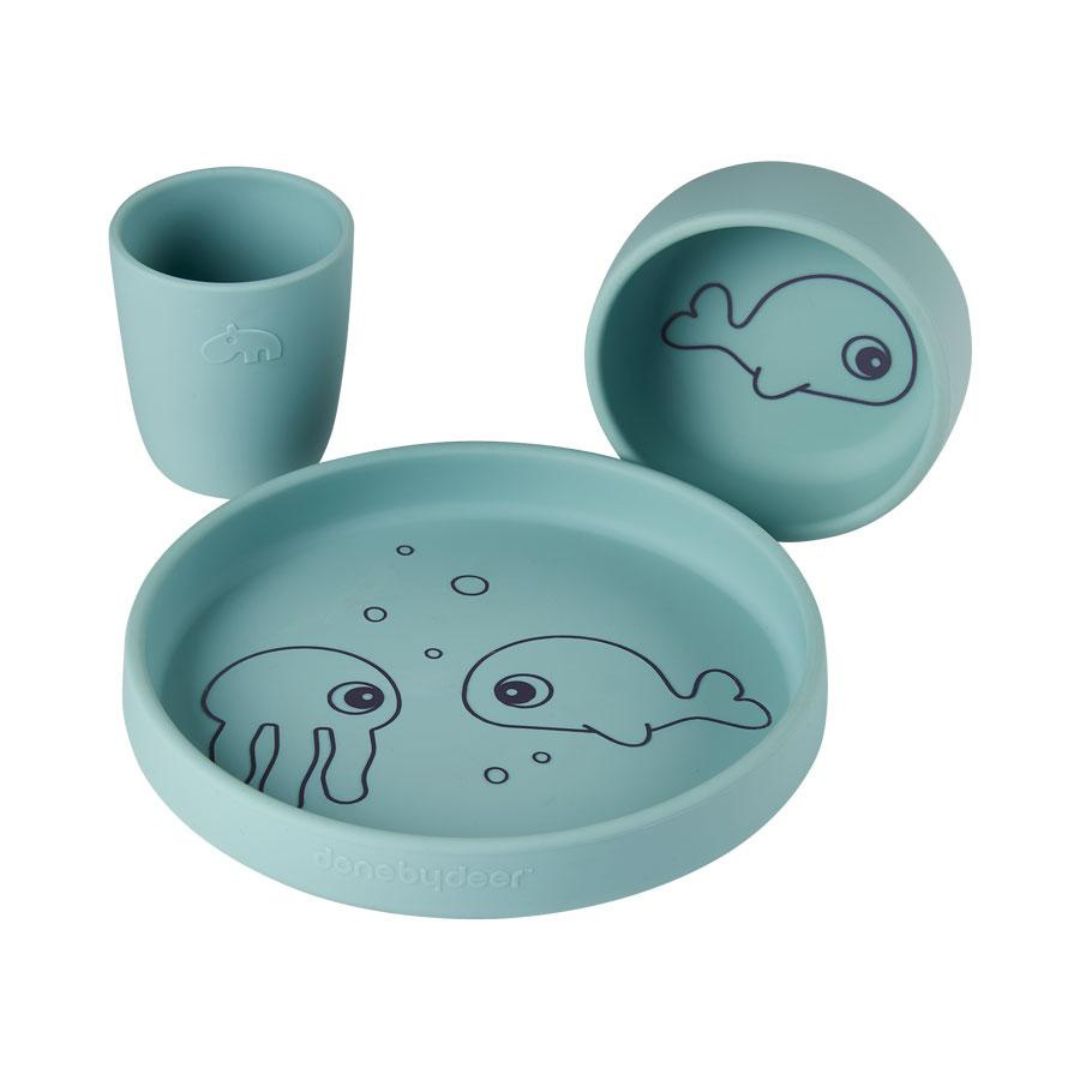 Set de comida de silicona Amigos del mar azul